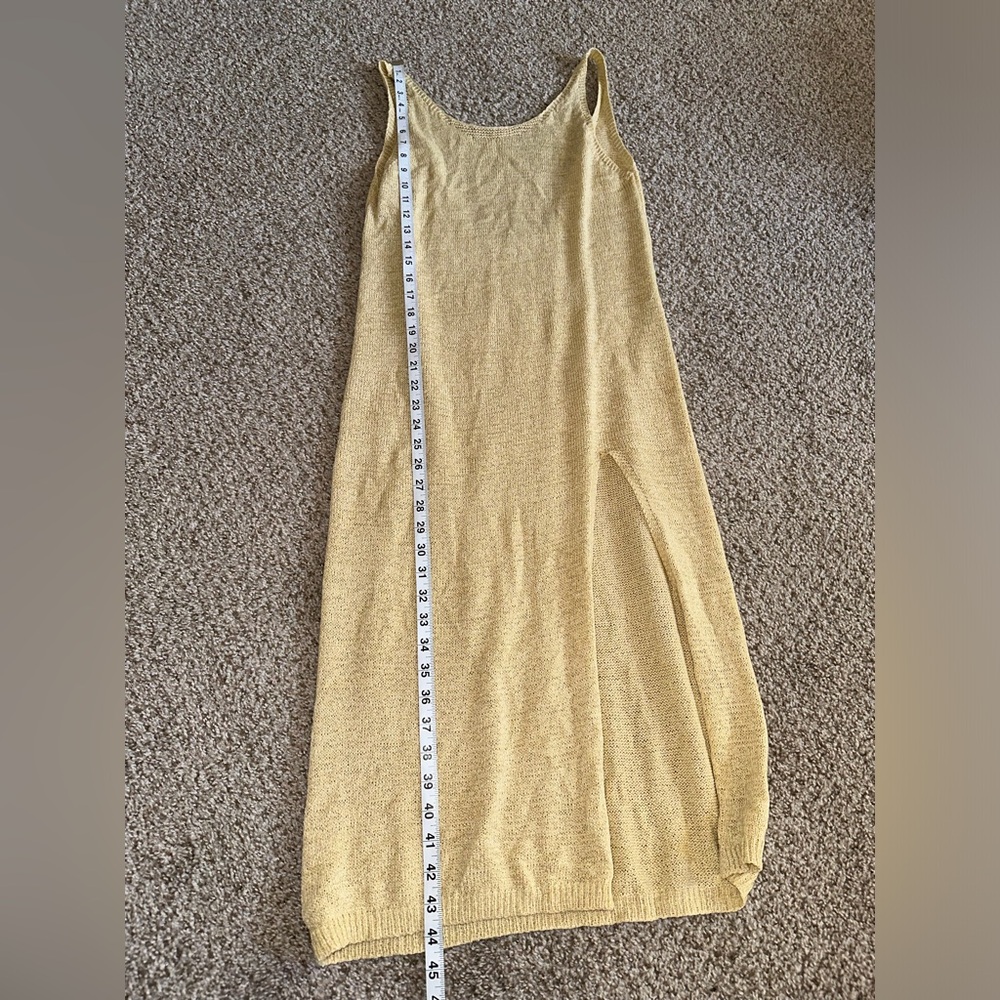 Crochet Knit Tan Dress with slit One Size - Picture 7 of 10